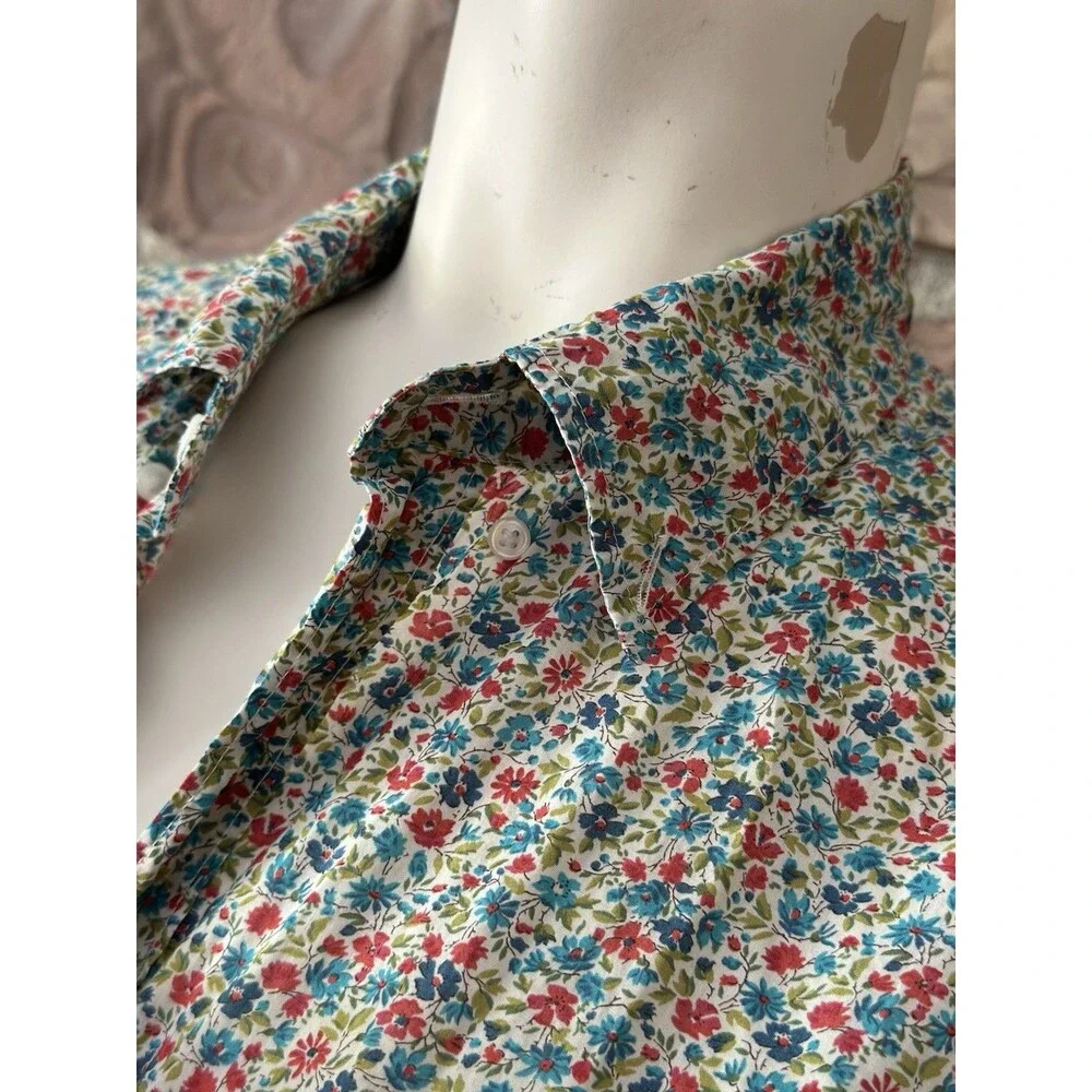 J. Crew Button-Down Shirt Size S Mini Floral 100% Cotton light  Weight Soft